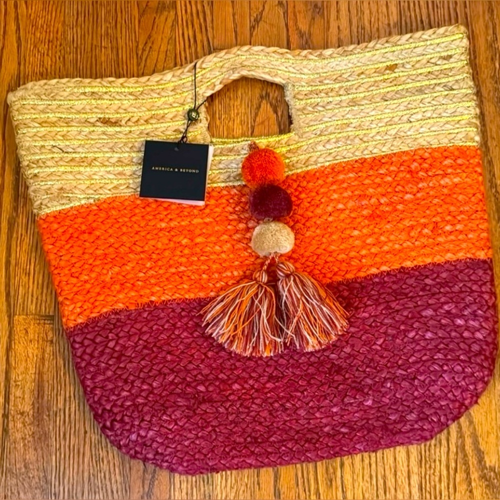 Andrea & Ketson Orange and Purple Woven Tote